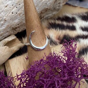 Large Crescent Moon Sterling silver Ring 8,9,10